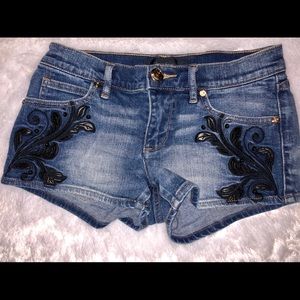Juicy Couture Leather & Denim Shorts Sz 24